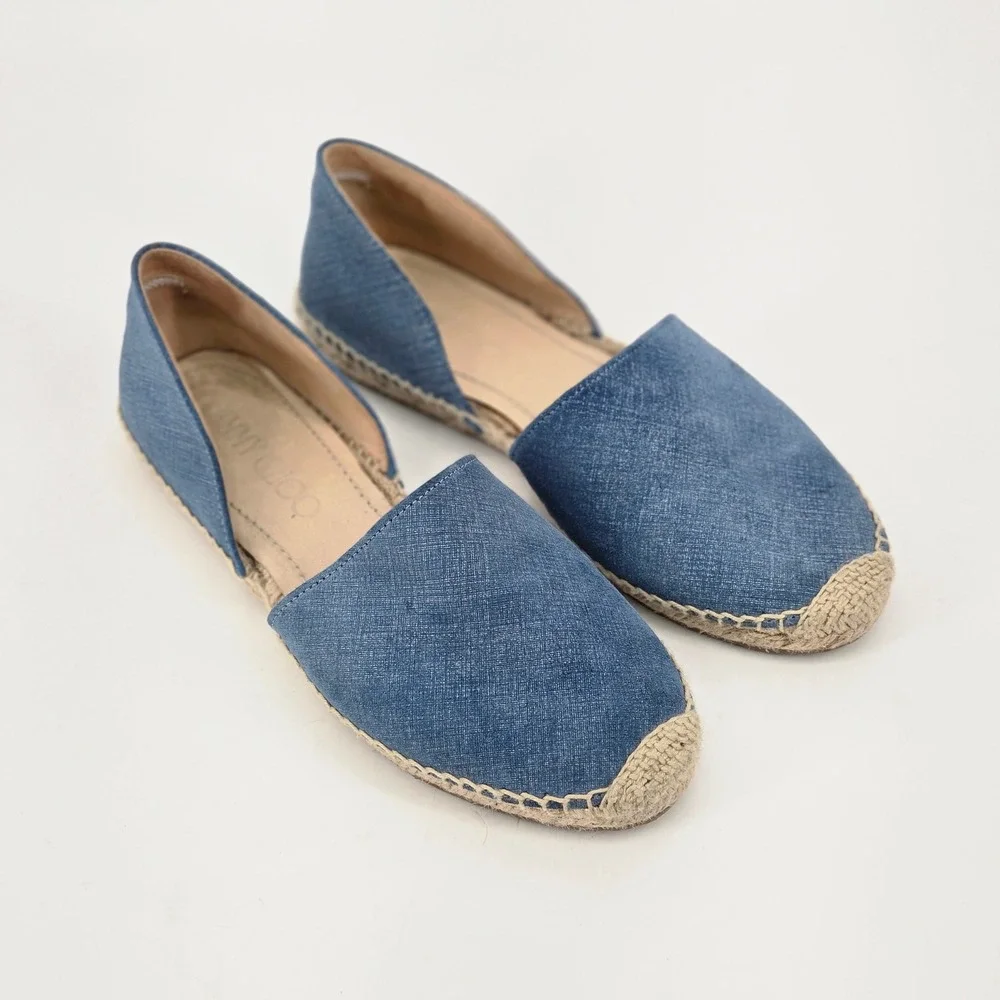 Jimmy Choo Dreya Denim d'Orsay Espadrille Flats Women's Size 38.5 US 8 Spain
